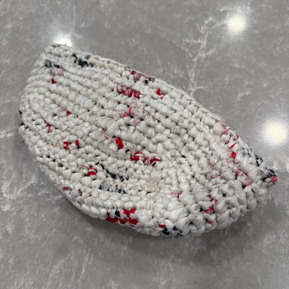 Caribbean Handmade Plarn Coin Purse Zipper Pouch Recycled Plastic EUC